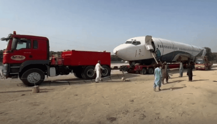 Passenger aircraft transferred by road in Pakistan